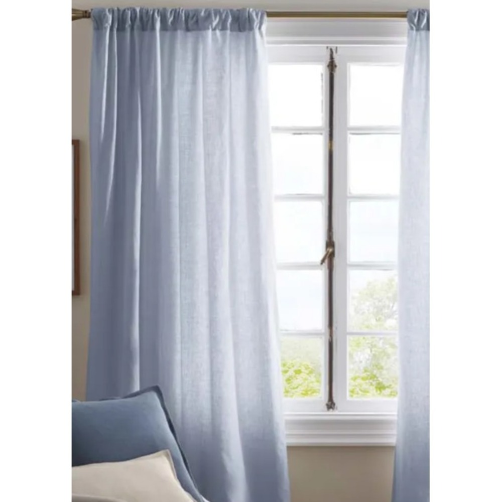 The Company Store Legends Hotel Linen Blackout Curtain Panel Ice Blue 50x96 NEW